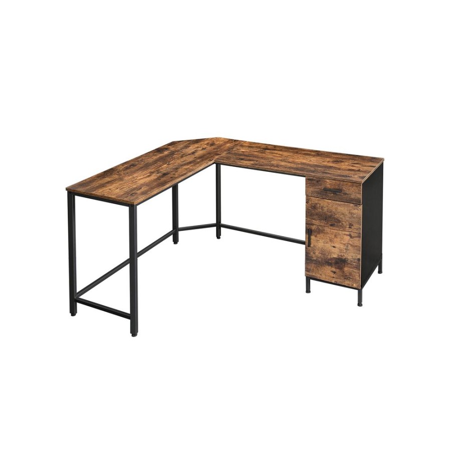 Songmics Bureau | Vasagle-Table-En-Forme-De-L-Avec-Tiroir-Lwd74