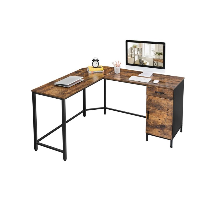 Songmics Bureau | Vasagle-Table-En-Forme-De-L-Avec-Tiroir-Lwd74