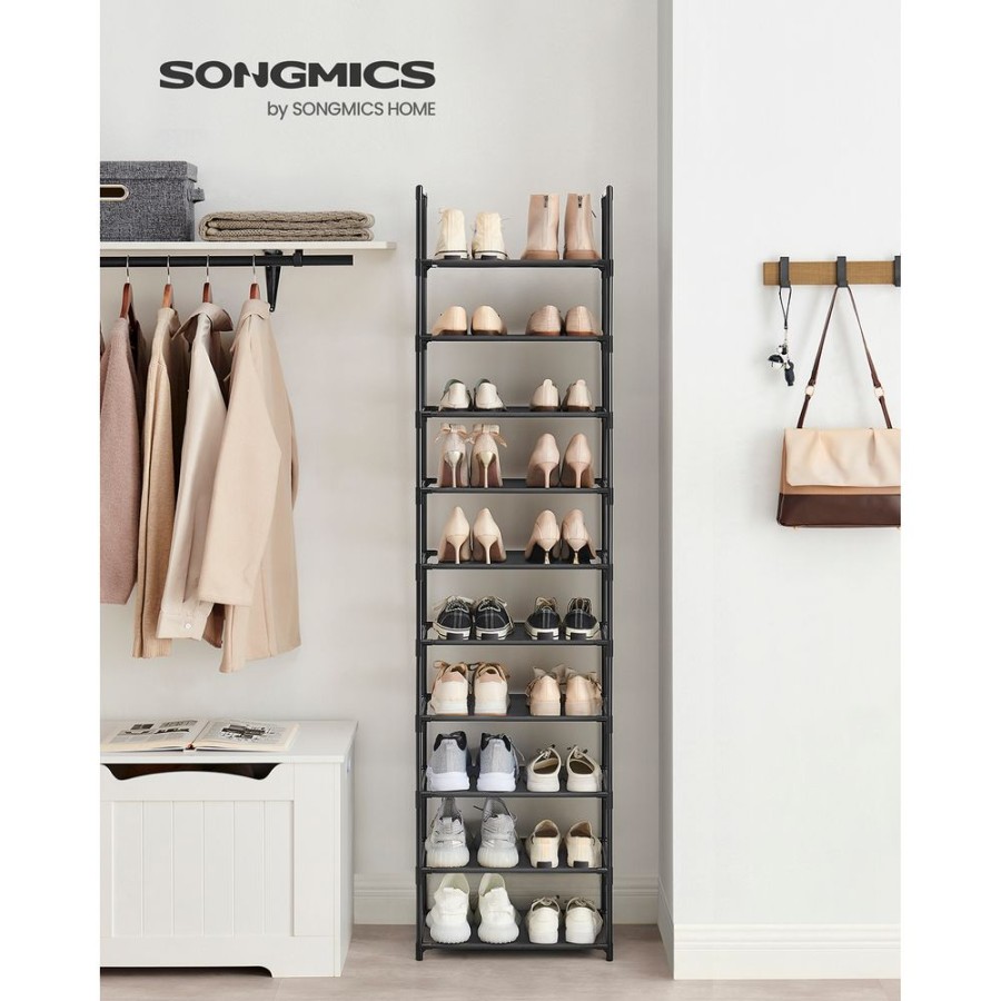 Songmics Meubles A Chaussures | Songmics-Etagere-Chaussures-10-Niveaux-Noir-Lsh005