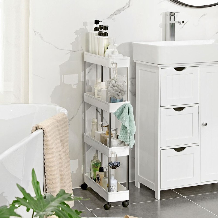 Songmics Etageres De Salle De Bain | Songmics-Chariot-De-Rangement-4-Niveaux-Ksc08