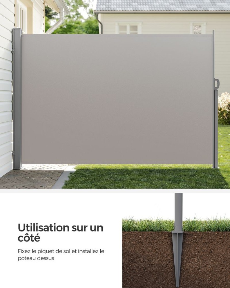 Songmics Stores Lateraux | Songmics-Piquet-De-Sol-Pour-Store-Lateral-Gris-Gsa501