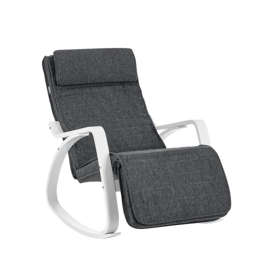 Songmics Fauteuil A Bascule | Songmics-Chaise-A-Bascule-Blanc-Gris-Fonce-Lyy011