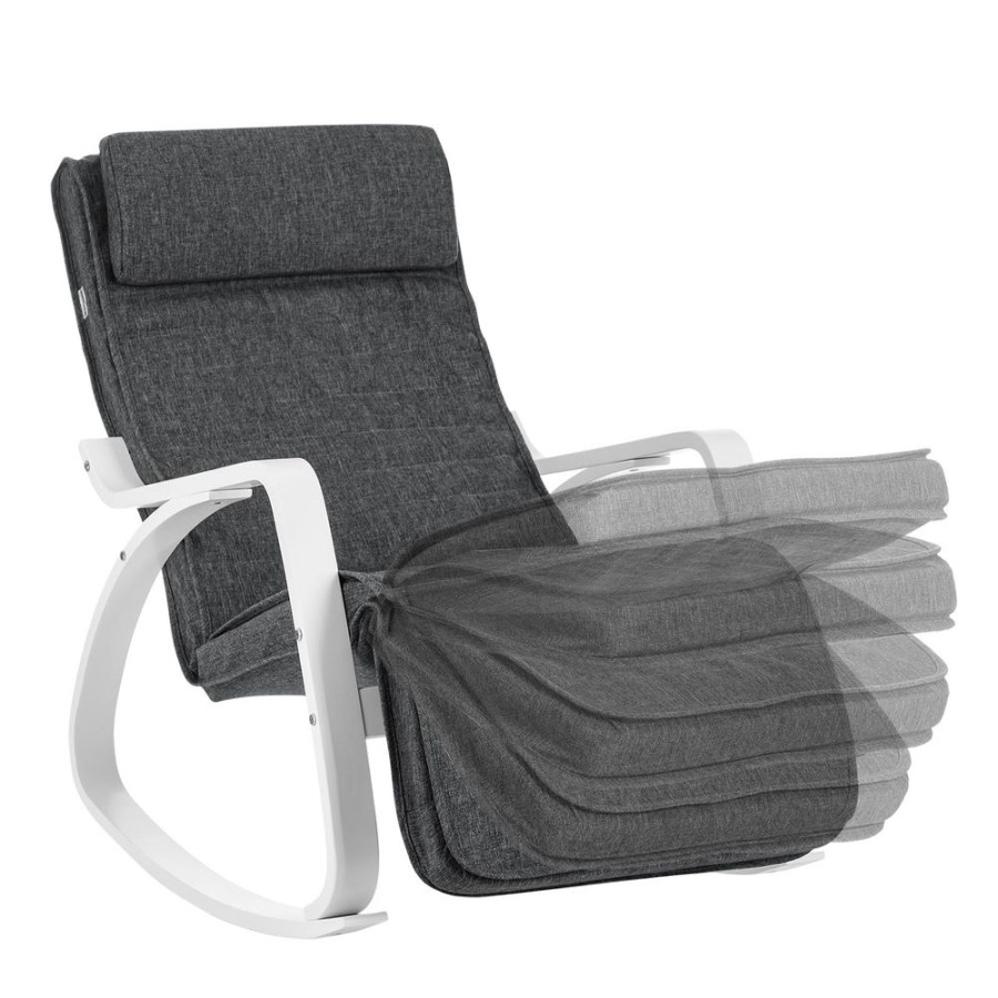 Songmics Fauteuil A Bascule | Songmics-Chaise-A-Bascule-Blanc-Gris-Fonce-Lyy011