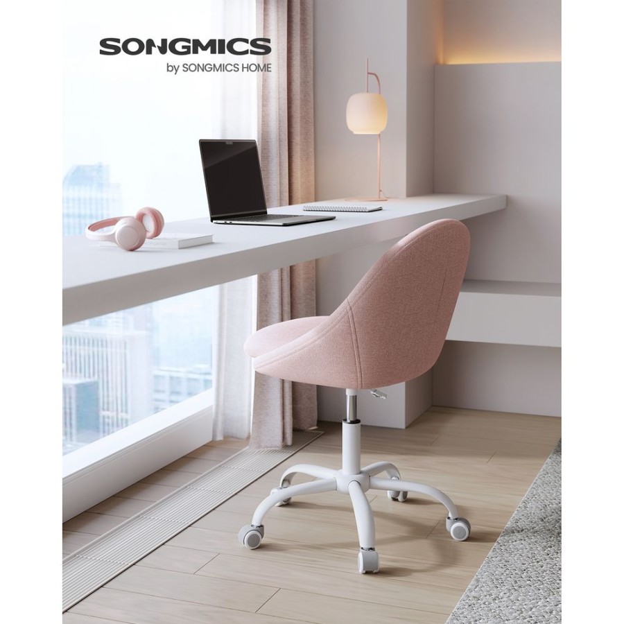 Songmics Fauteuils De Bureau | Songmics-Chaise-Pivotant-Rembourree-Reglable-Gris-Obg020