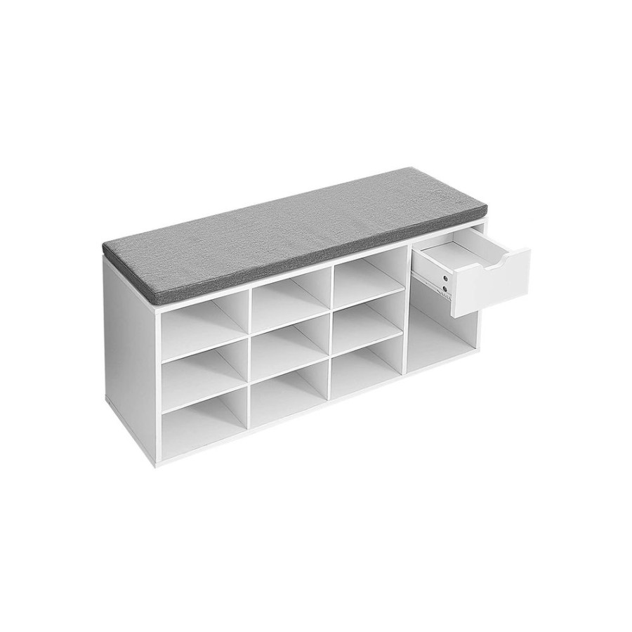 Songmics Bancs De Rangement | Vasagle-Banc-A-Chaussures-Blanc-Lhs24