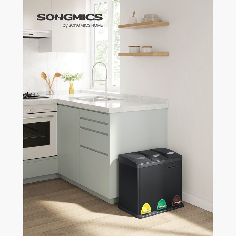 Songmics Poubelles | Songmics-Poubelle-De-Cuisine-3-Compartiments-Ltb24