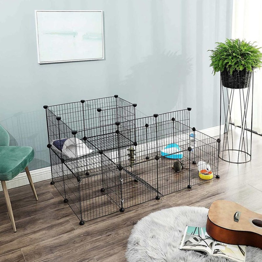 Songmics Cages Pour Chien | Songmics-Enclos-Modulable-2-Niveaux-Lpi06