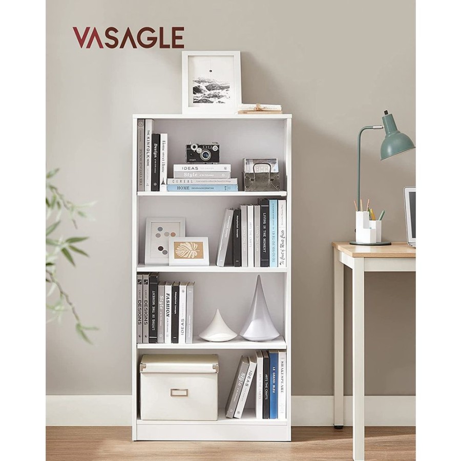 Songmics Etageres & Bibliotheques | Vasagle-Bibliotheque-4-Niveaux-Blanc-Lbc107