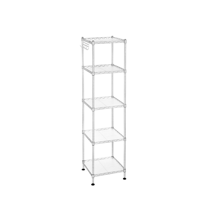 Songmics Etageres & Bibliotheques | Songmics-Etagere-5-Niveaux-Argent-Lgr023