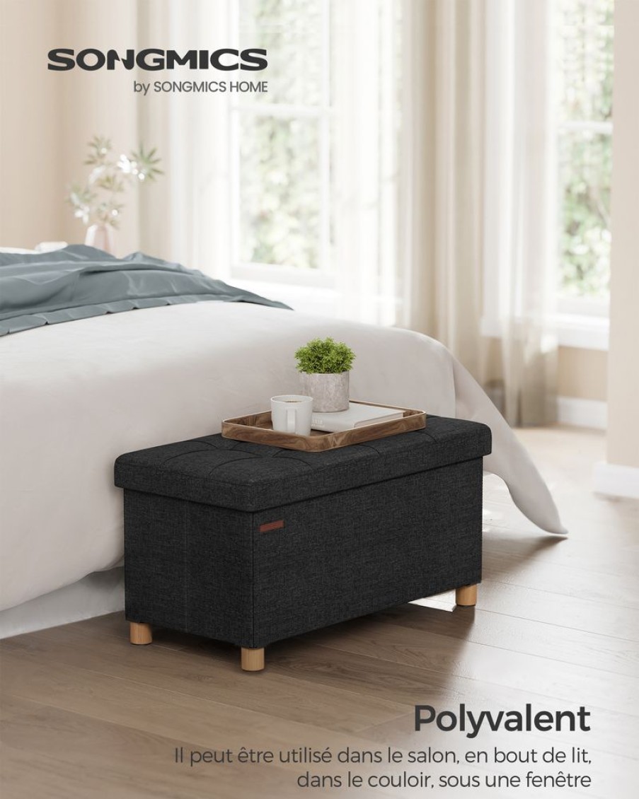 Songmics Bancs De Rangement | Songmics-Banc-Avec-Angement-Pliable-Noir-Lsf016