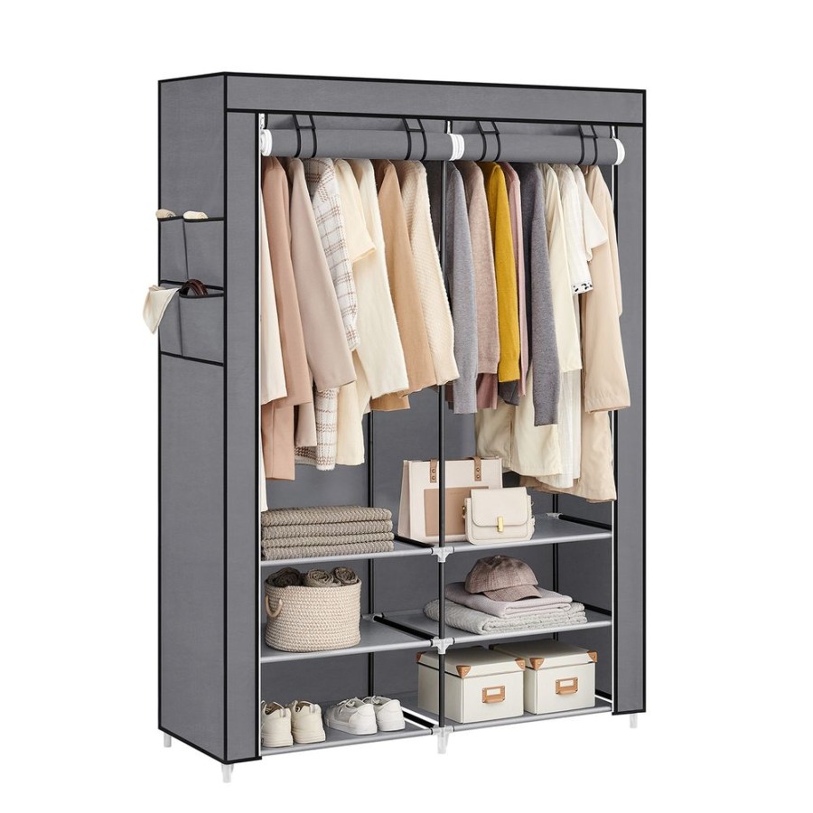 Songmics Armoires & Garde-Robes | Songmics-Armoire-De-Rangement-Avec-Housse-45-X-127-X-176-Cm-Gris-Ryg00