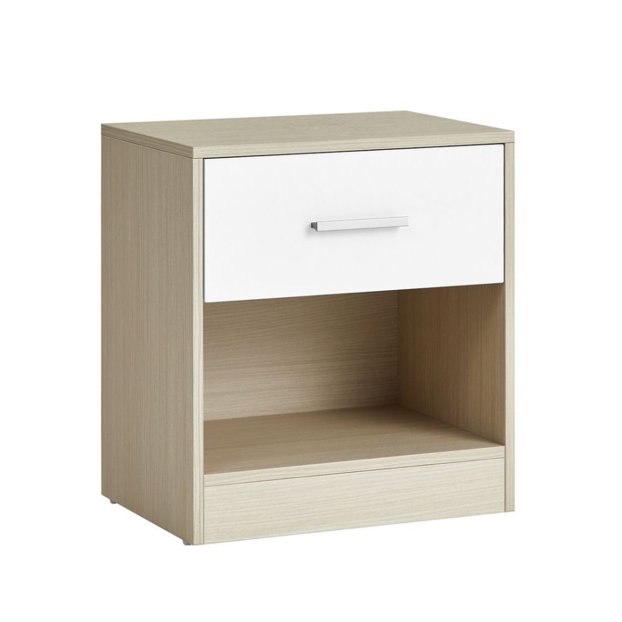 Songmics Tables D'Appoint | Vasagle-Table-De-Nuit-Avec-Compartiment-Ouvert-Blanc-Classique-Let619