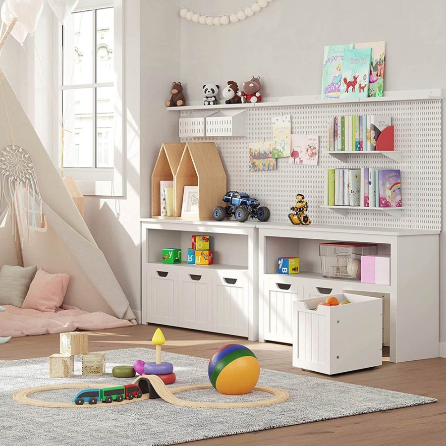 Songmics Bancs De Rangement | Vasagle-Meuble-Rangement-Enfant-Blanc-Lhs380