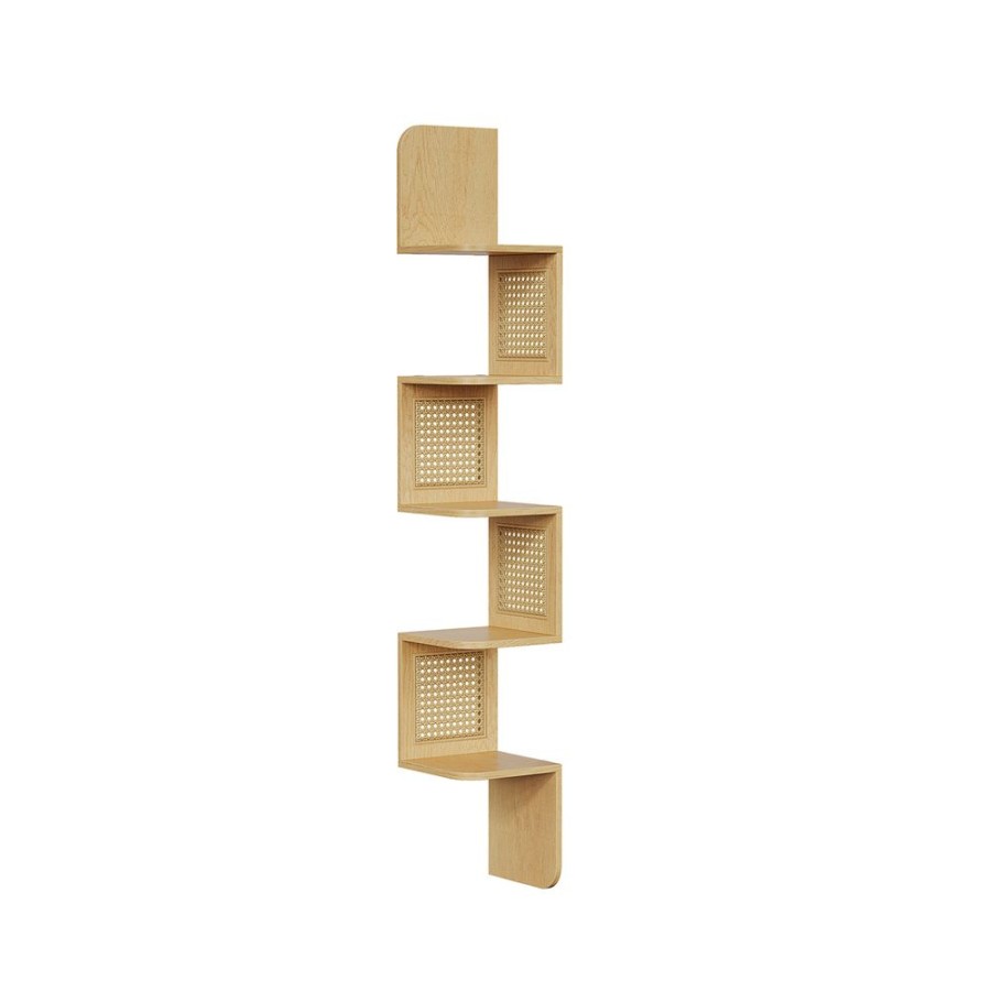 Songmics Etageres | Vasagle-Etagere-Dangle-A-5-Niveaux-Style-Boho-Chene-Beige-Lls582