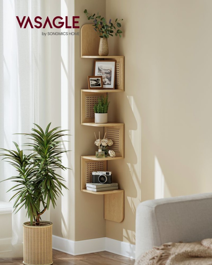 Songmics Etageres | Vasagle-Etagere-Dangle-A-5-Niveaux-Style-Boho-Chene-Beige-Lls582