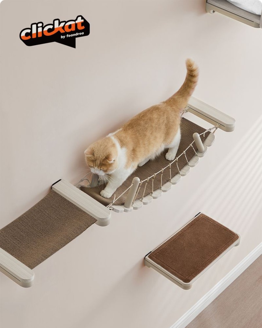 Songmics Clickat | Clickat-Pont-Pour-Chat-Mural-Avec-Tapis-En-Tissu-Pck003