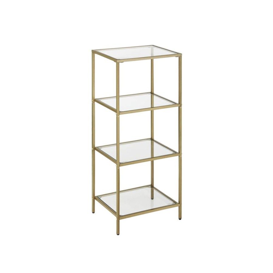 Songmics Etageres & Bibliotheques | Vasagle-Etagere-4-Niveaux-Verre-Dore-Lgt28