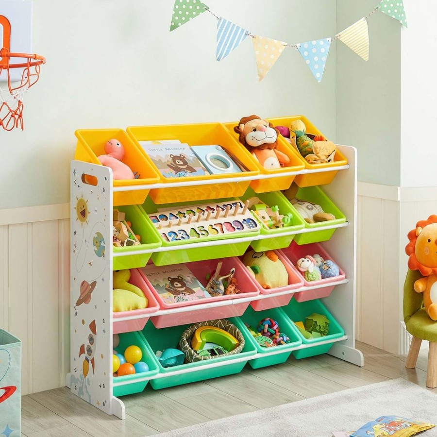 Songmics Etageres & Bibliotheques | Songmics-Etagere-Pour-Jouets-Avec-16-Coffres-Gkr070