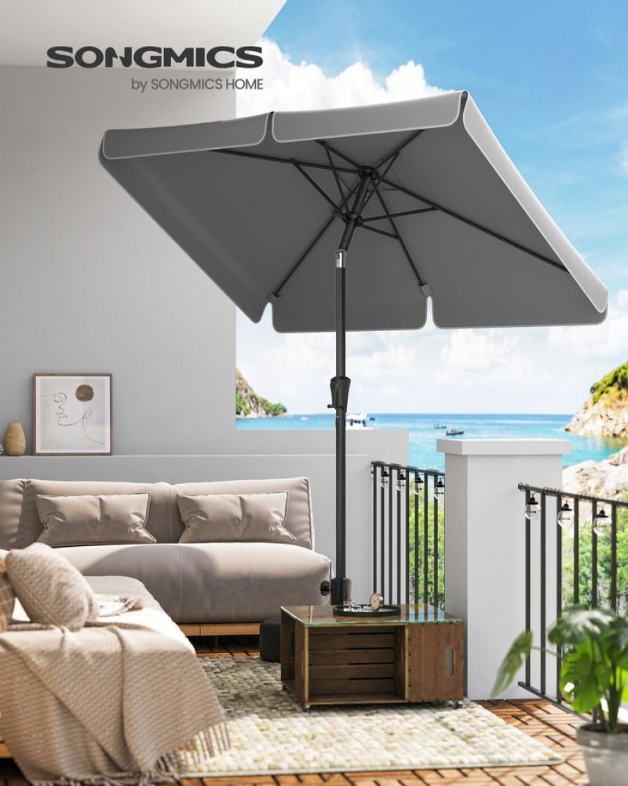 Songmics Parasols | Songmics-Parasol-Rectangulaire-200-X-150-Cm-Sans-Pied-Gris-Gpu048