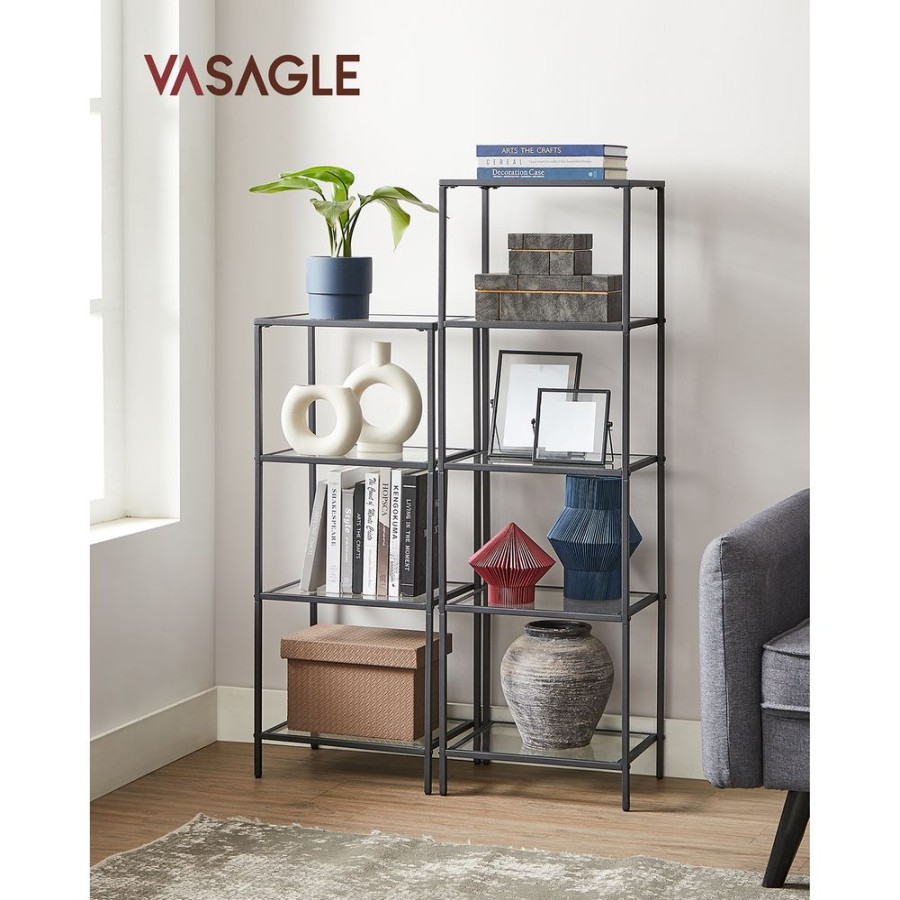 Songmics Etageres & Bibliotheques | Vasagle-Etagere-Verre-5-Niveaux-Lgt029