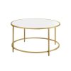 Songmics Tables Basses | Vasagle-Table-Basse-Ronde-Blanc-Dore-Lct091