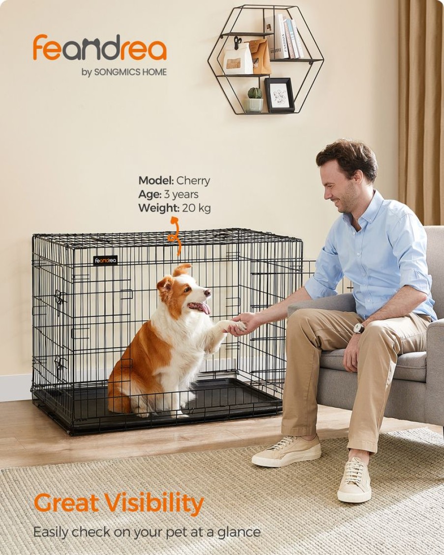 Songmics Cages Pour Chien | Feandrea-Cage-Pour-Chien-Pliable-Transportable-Ppd42