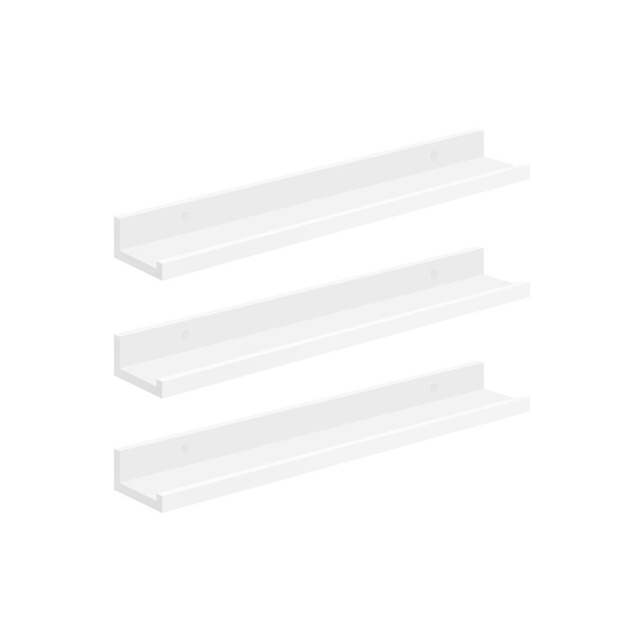 Songmics Etageres Murales | Songmics-3-Etageres-Murale-Suspendue-Longueur-80-Cm-Blanc-Lws081