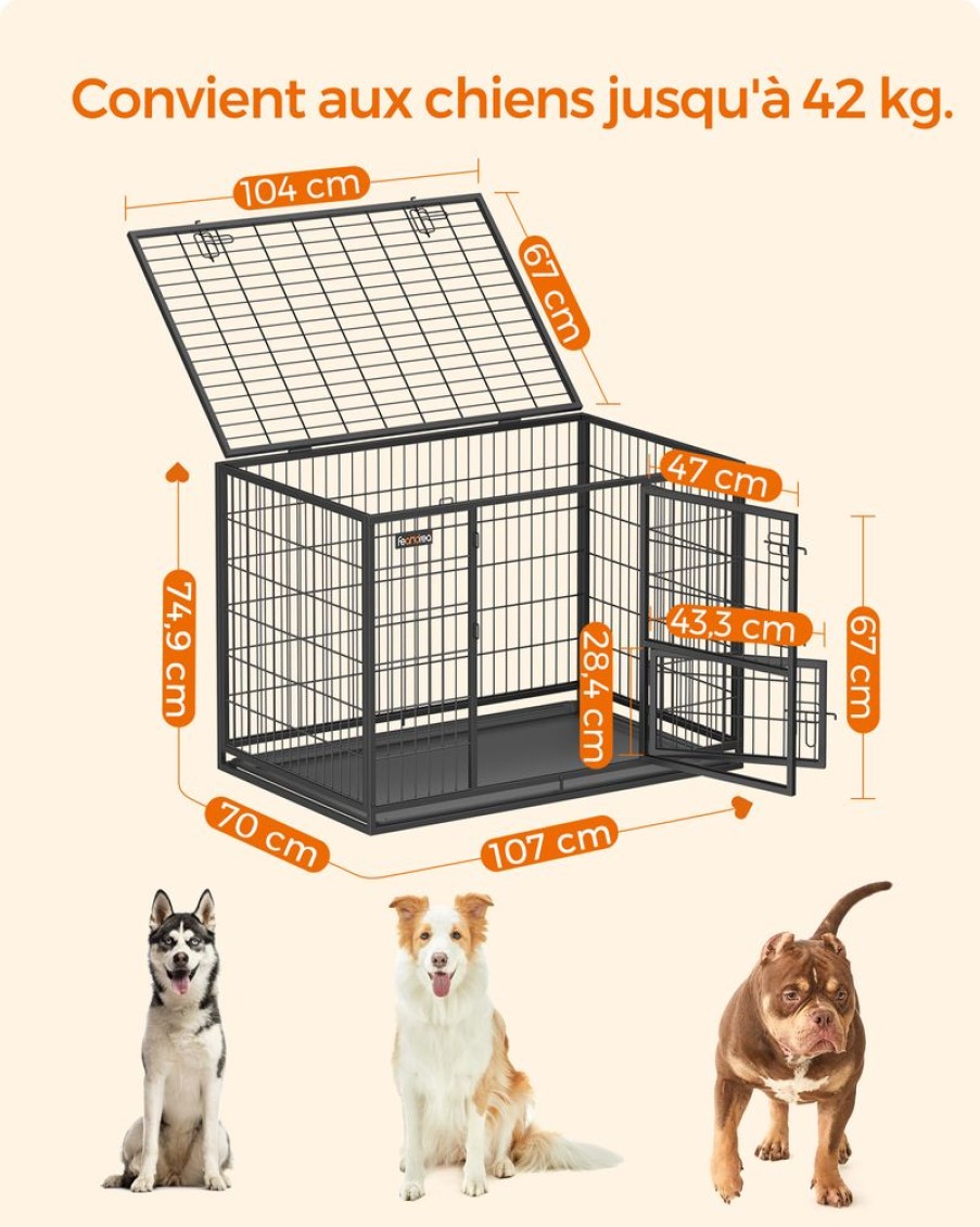 Songmics Cages Pour Chien | Feandrea-Cage-107-X-70-X-749-Cm-Ppd001