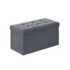 Songmics Bancs De Rangement | Songmics-Banc-De-Rangement-En-Velours-Avec-2-Boites-Noir-Dencre-Lsf247