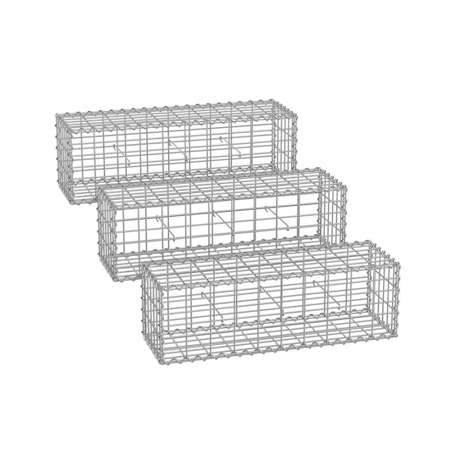 Songmics Gabion A Pierre | Songmics-Gabion-Pour-Pierre-100-X-30-X-30-Cm-Lot-De-3-Ggb333