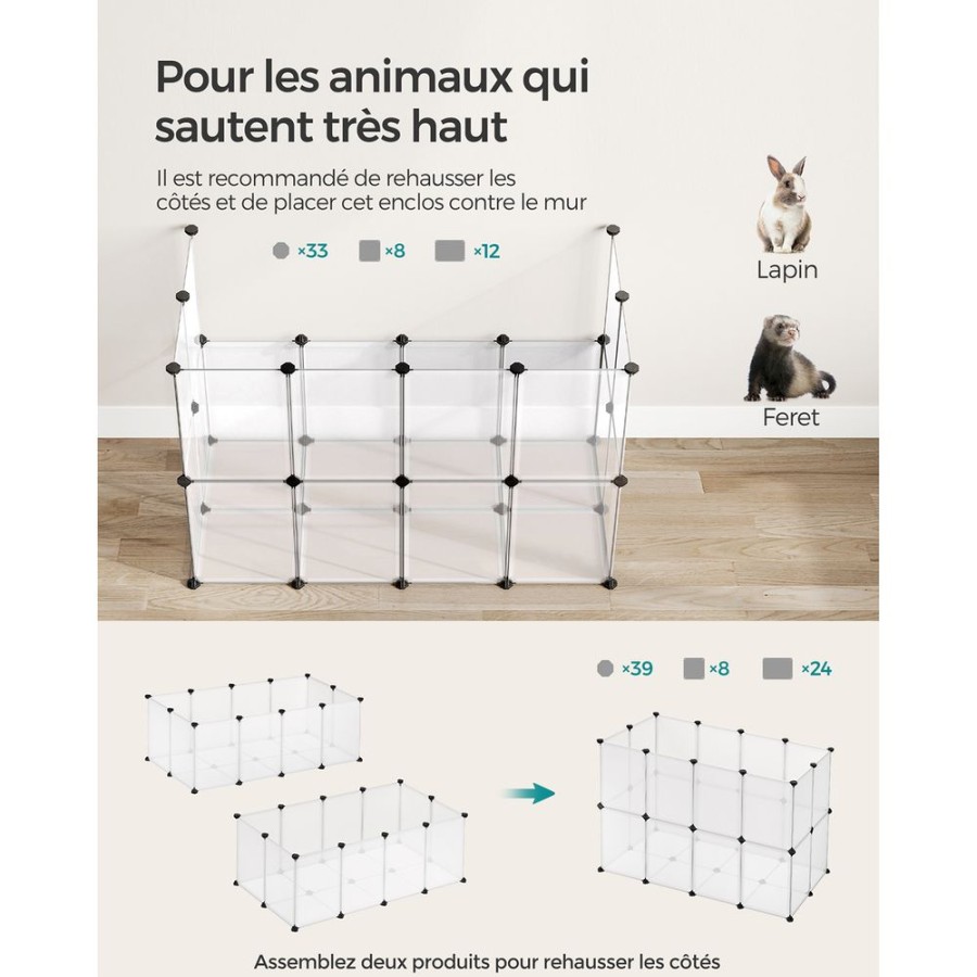 Songmics Cages Pour Chien | Songmics-Parc-Enclos-En-Plastique-Blanc-Lpc001