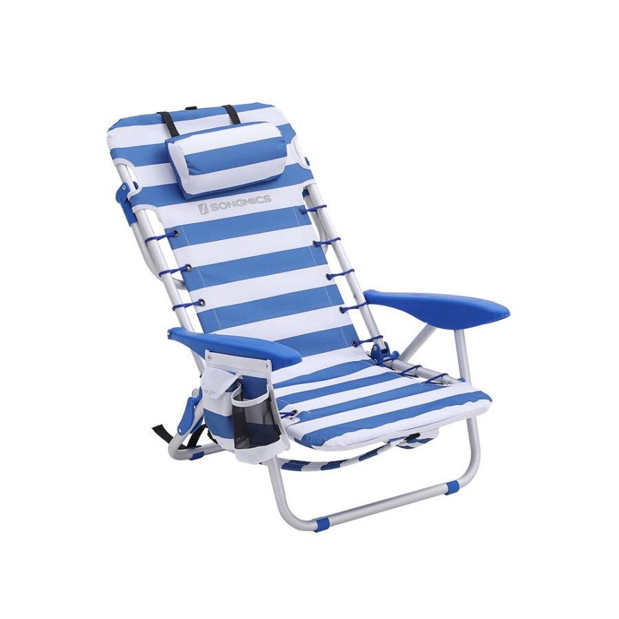 Songmics Chaises De Camping | Songmics-Chaise-De-Plage-Pliable-Avec-Oreiller-Gcb62