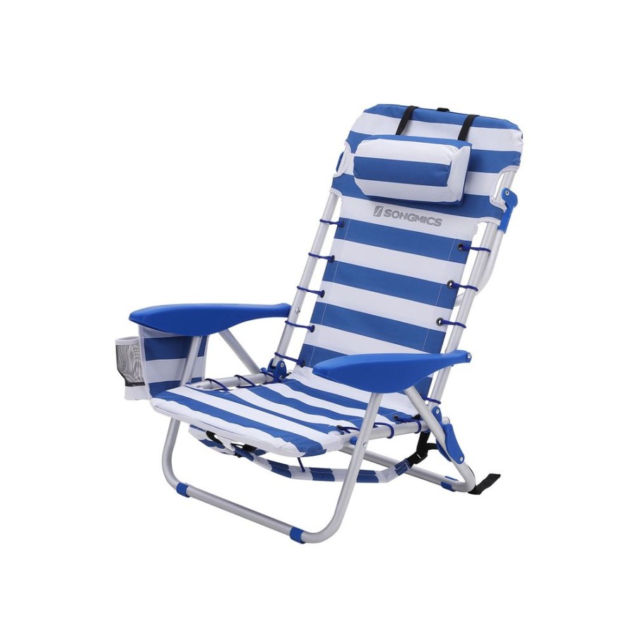 Songmics Chaises De Camping | Songmics-Chaise-De-Plage-Pliable-Avec-Oreiller-Gcb62