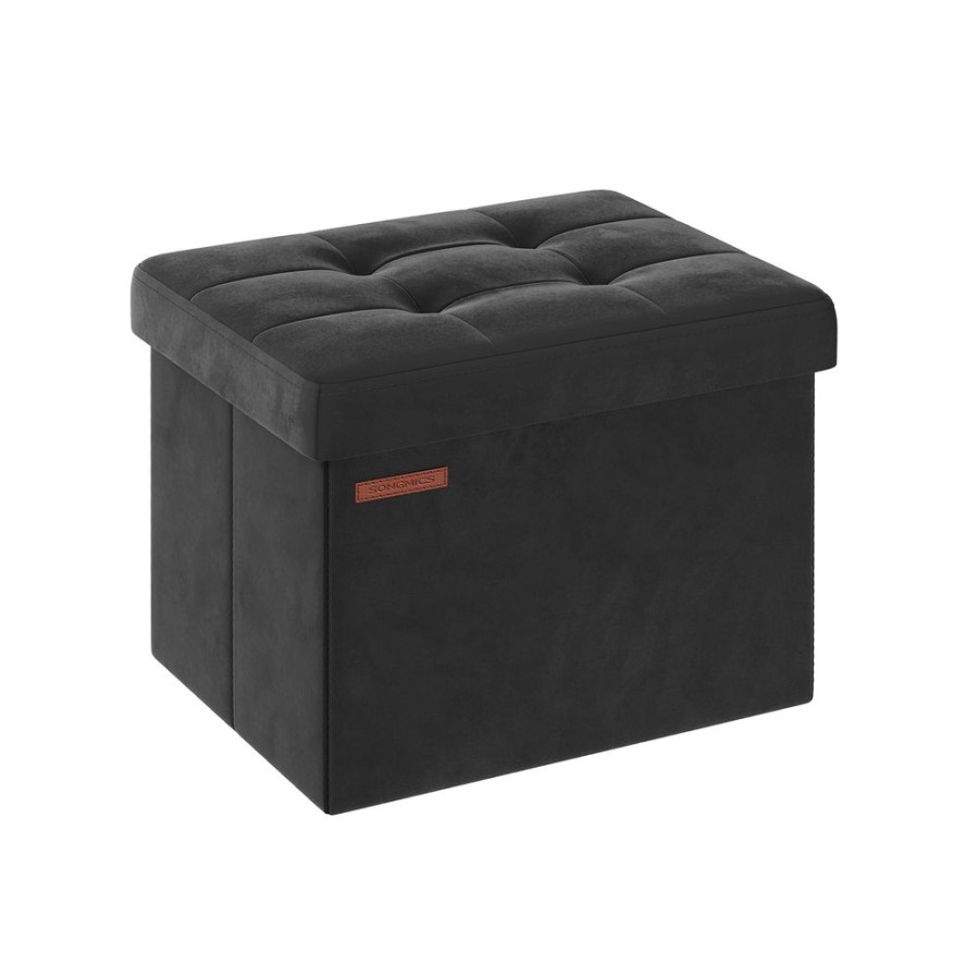 Songmics Bancs De Rangement | Songmics-Banc-De-Rangement-En-Velours-Noir-Dencre-Lsf200