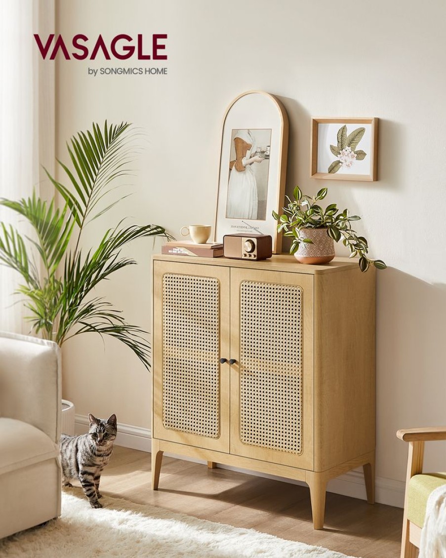 Songmics Etageres & Bibliotheques | Vasagle-Armoire-De-Rangement-Boho-Couleur-Boisee-Bbk241