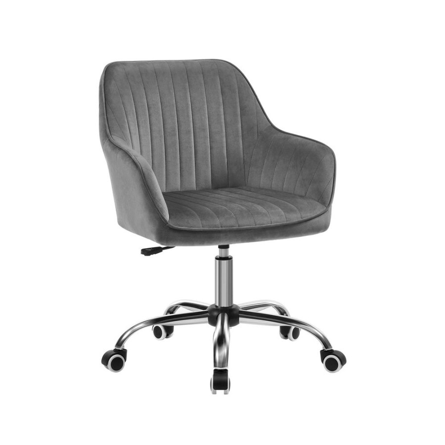 Songmics Fauteuils De Bureau | Songmics-Fauteuil-Velours-Gris-Obg012