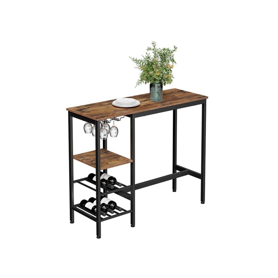 Songmics Cuisine & Salle A Manger | Vasagle-Table-Haute-Avec-Etageres-Lbt013