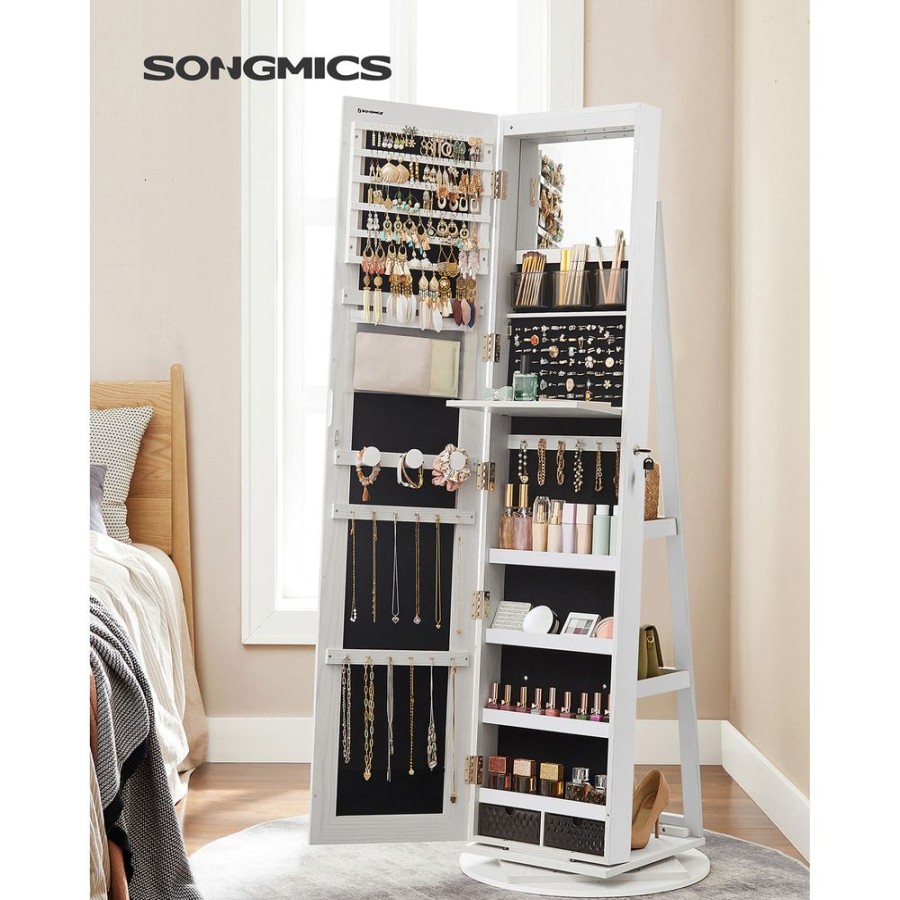 Songmics Armoires & Placards A Bijoux | Songmics-Armoire-A-Bijoux-Miroir-Blanc-Jjc007