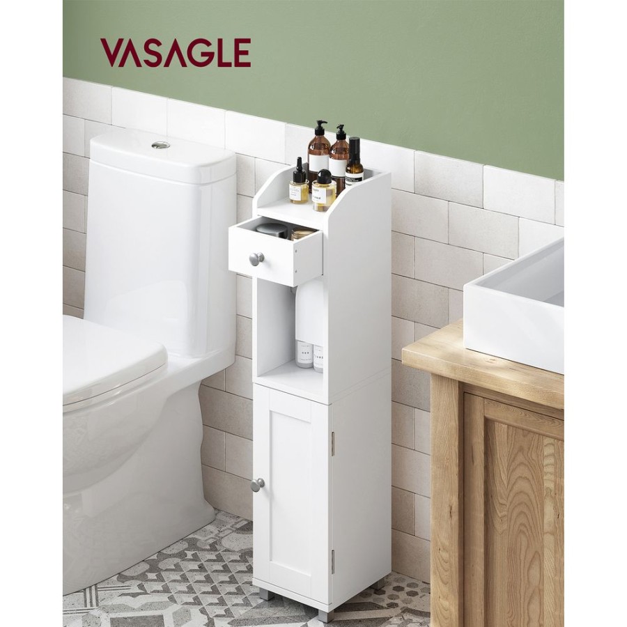 Songmics Placards | Vasagle-Meuble-Toilettes-Blanc-Bbc846