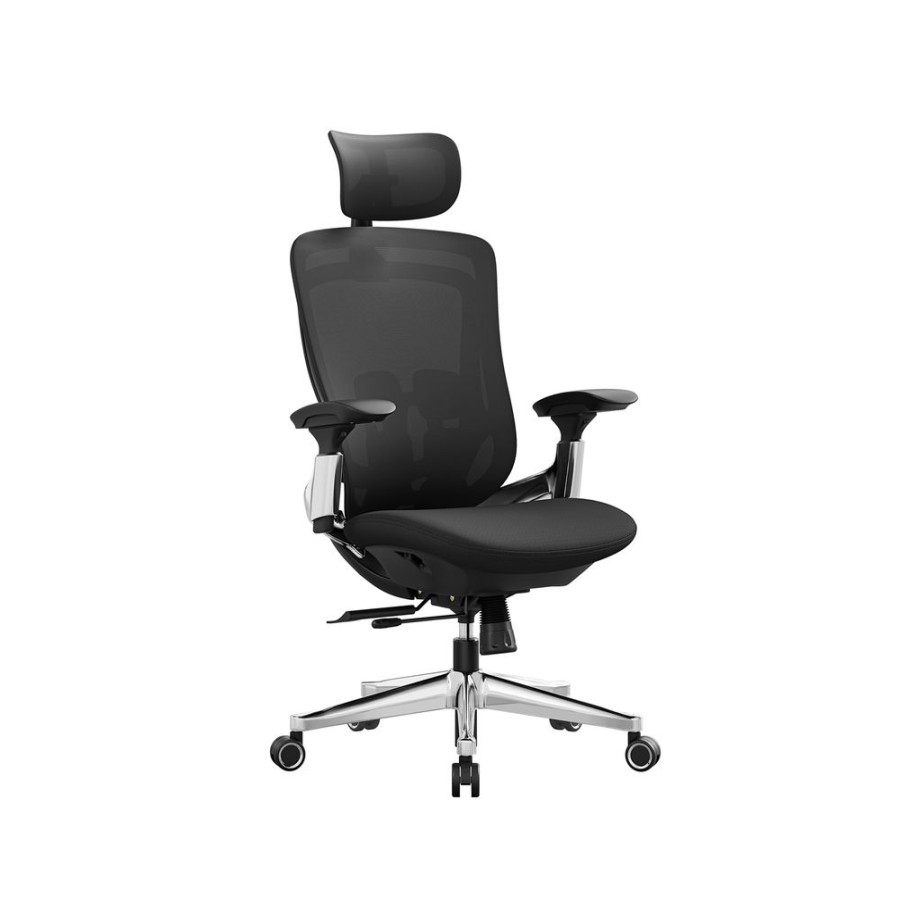 Songmics Bureau | Songmics-Fauteuil-Ergonomique-Reglable-En-Toile-Noir-Dencre-Obn068