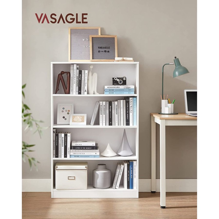 Songmics Etageres & Bibliotheques | Vasagle-Bibliotheque-4-Niveaux-Blanc-Lbc108