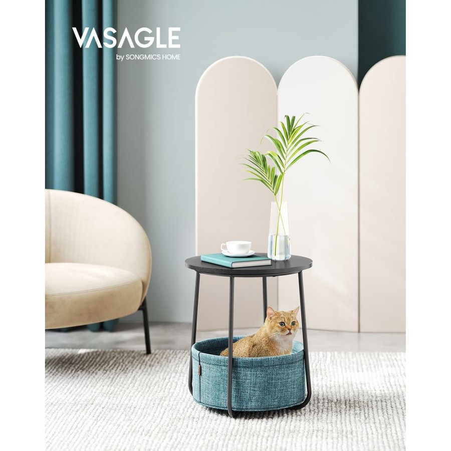 Songmics Tables D'Appoint | Vasagle-Table-Basse-Ronde-Avec-Panier-Let223