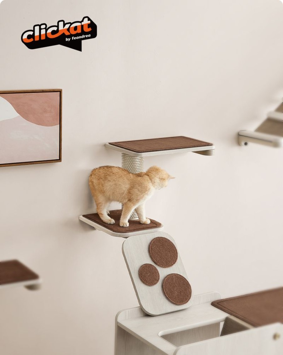 Songmics Clickat | Clickat-Eacalier-Pour-Chat-Mural-Avec-Etagere-Et-Auto-Toiletteur-Pck0