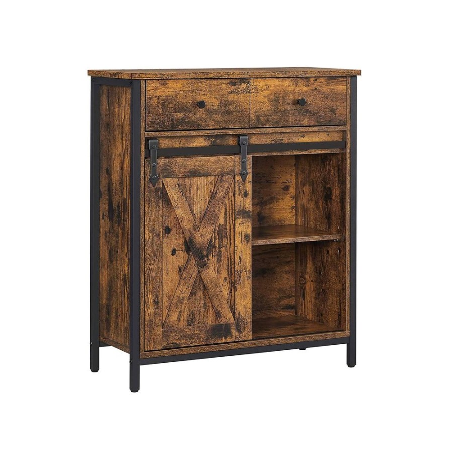 Songmics Chambre | Vasagle-Buffet-Rustique-Porte-Coulissante-Lsc100