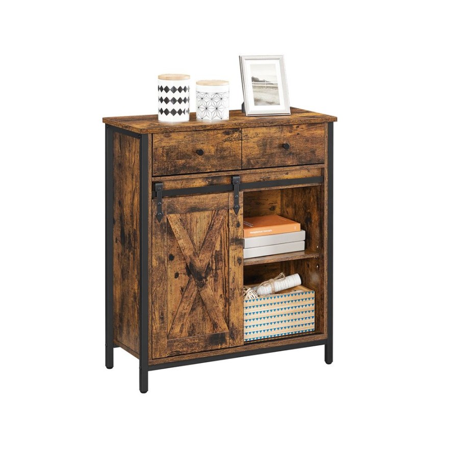 Songmics Chambre | Vasagle-Buffet-Rustique-Porte-Coulissante-Lsc100