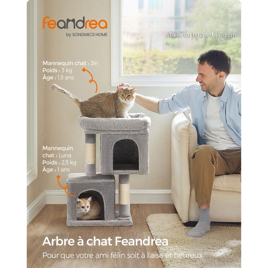 Songmics Arbres A Chat | Feandrea-Arbre-A-Chat-67-Cm-Gris-Clair-Pct611