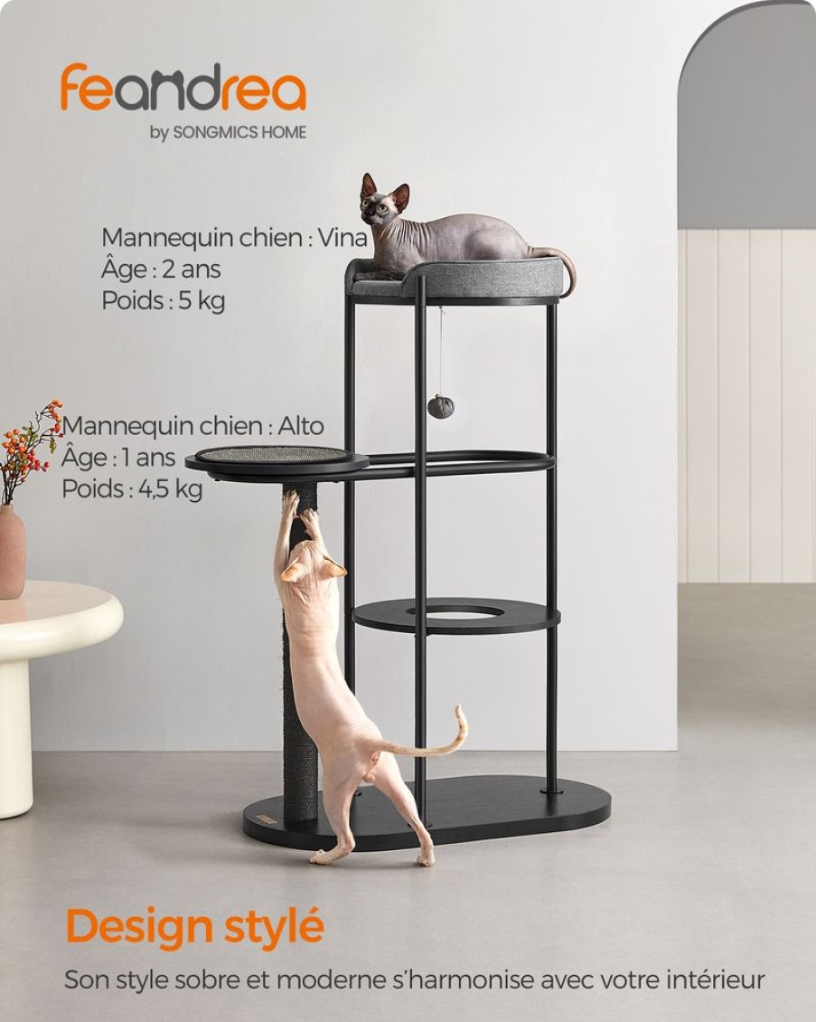 Songmics Arbres A Chat | Feandrea-Arbre-A-Chat-111-Cm-Moderne-Noir-Classique-Pct117