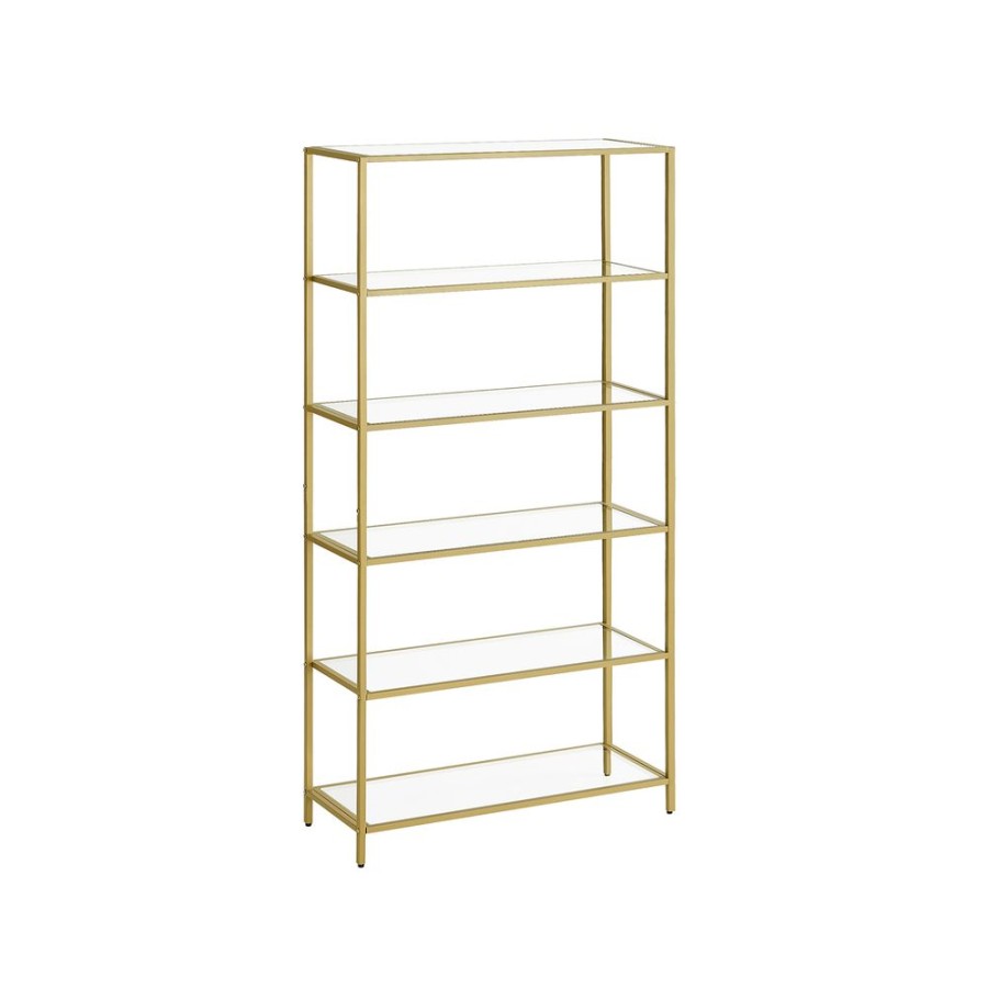 Songmics Etageres & Bibliotheques | Vasagle-Etagere-A-6-Niveaux-Dore-Metallique-Lgt503