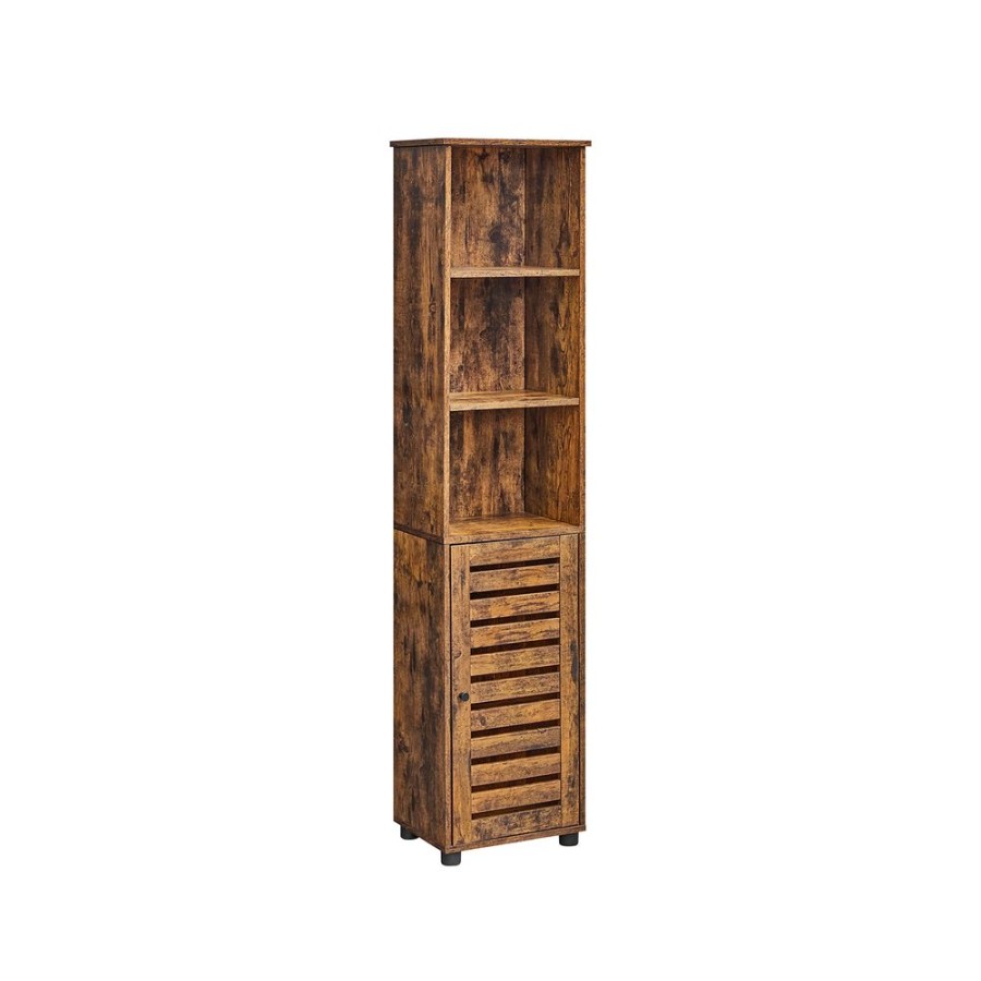 Songmics Etageres De Salle De Bain | Vasagle-Etagere-Rangement-Marron-Rustique-Bbk160