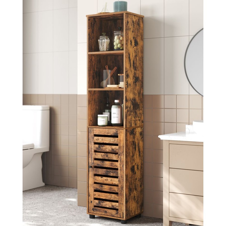 Songmics Etageres De Salle De Bain | Vasagle-Etagere-Rangement-Marron-Rustique-Bbk160